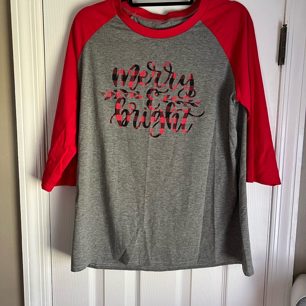 Gray and Red Raglan Shirt
